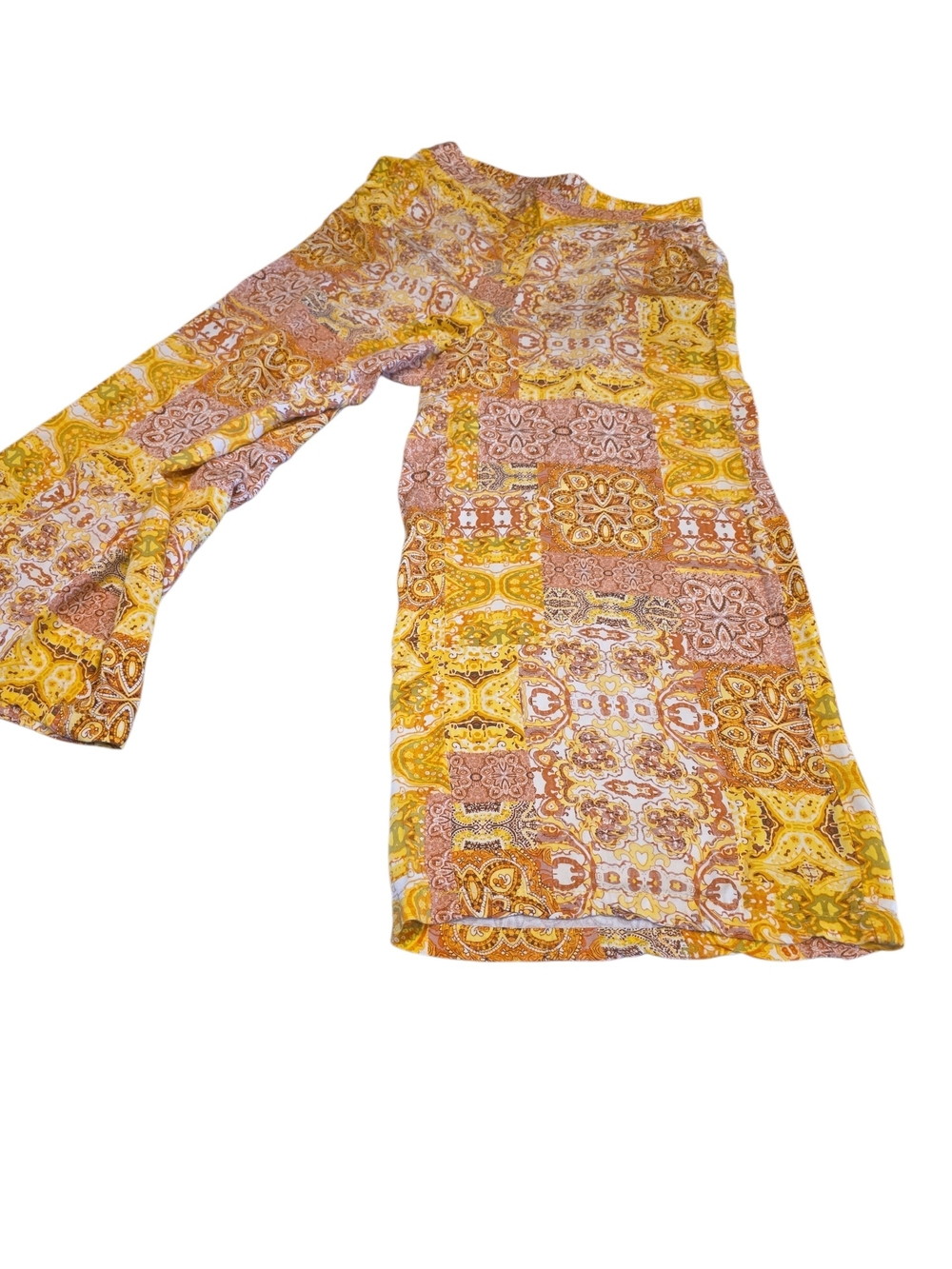 Christian Siriano Yellow & Brown Patchwork Wide Leg Pants